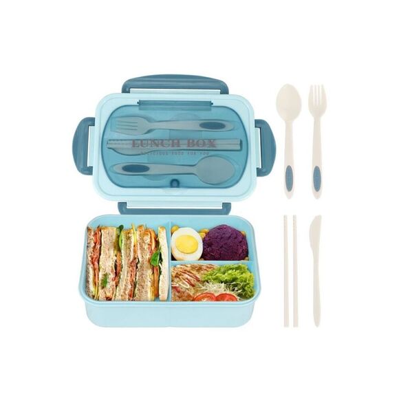 Bento Box Lunch Containers, LeakProof Lunch Box with Utensils BPA Free Blue - Picture 1 of 6